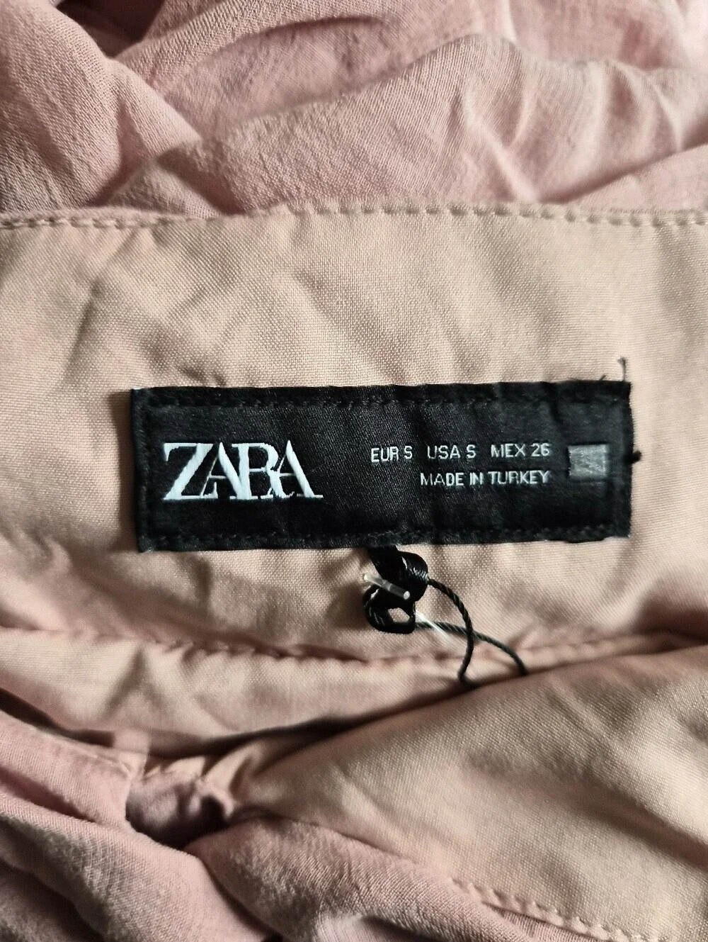 New Zara Thin Metal/Stone Straps V-Neck Pleated Fabric Marsala Midi Dress Small